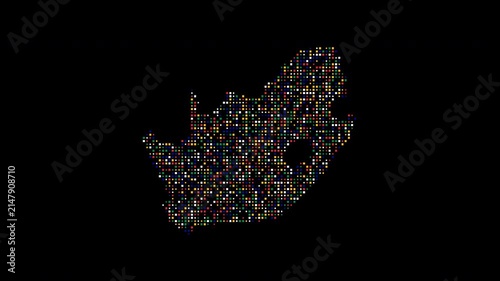 South Africa futuristic dotted map connection transparent background