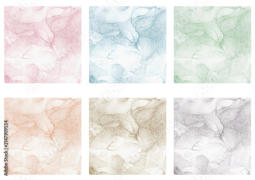 Soft Watercolor Square Background Collection, 6 Pastel Designs
