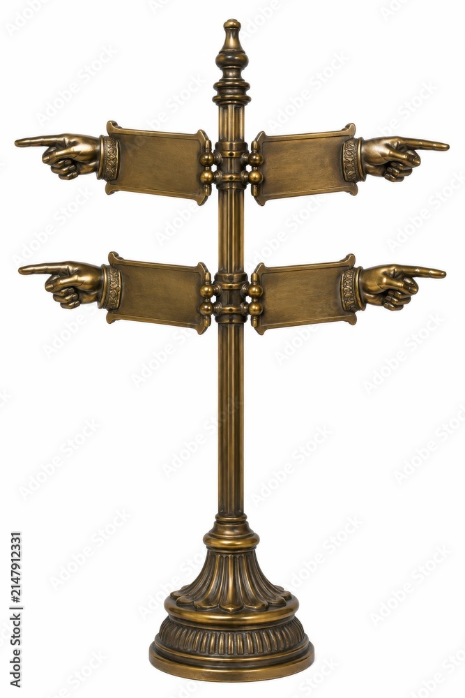 Fototapeta premium Antique brass crucifix statue with intricate winged angels. Vintage religious cross sculpture for home decor and spiritual settings.