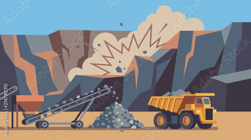 Canvastavla Quarry Blasting Rock Face for Aggregate Production