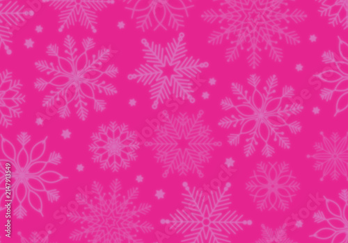 Bright Pink Winter Holiday Seamless Pattern with Ornamental Snowflakes