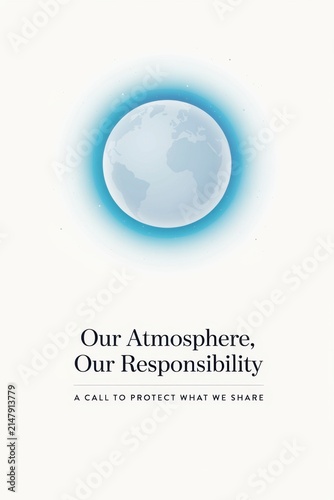 Earth and its atmosphere shown with a message about collective responsibility for environmental protection. International Day for the Preservation of the Ozone Layer
