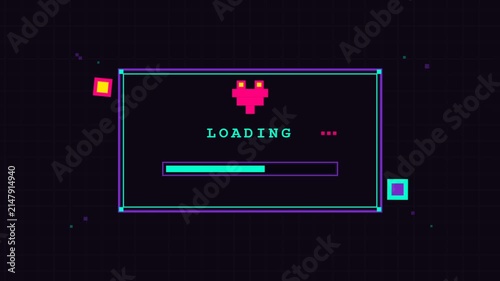 Retro Neon Loading Screen Animation In Progress.