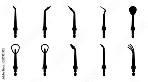 Dental Instruments Silhouette Set Vector Collection of Medical Tools