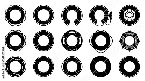 Lifebuoy Icon Set Vector Collection of Lifesaver and Life Ring Symbols