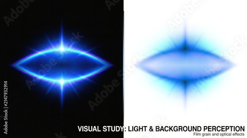 Blue light flare effect on black and white backgrounds