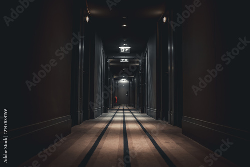 фотографія Dark Hotel Corridor With Shadows