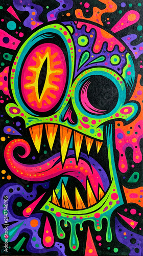 Acid nightmare thunderdome with surreal dystopian chaos and dark psychedelic arena energy