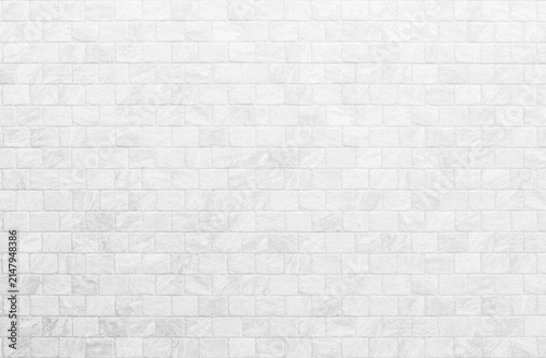 Kitchen wallpaper concept: Close up modern white brick tiles wall texture background, White brick wall texture background.