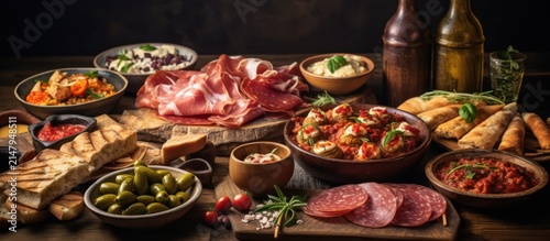 Mediterranean Antipasti Platter with Cured Meats and Dips