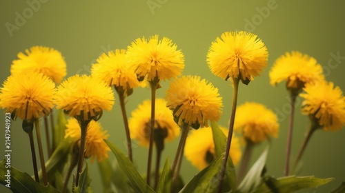 Vibrant Yellow Dandelions in a Green Meadow