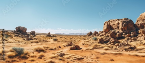 Panoramic View of Arid Desert Rock Formations