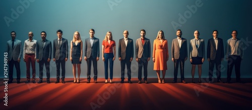 Diverse Business Professionals Standing in a Row