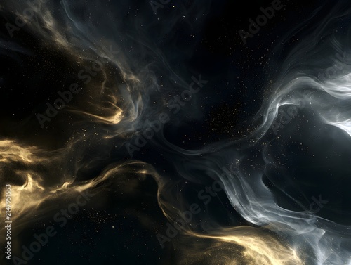Cosmic Nebula with Golden Dust