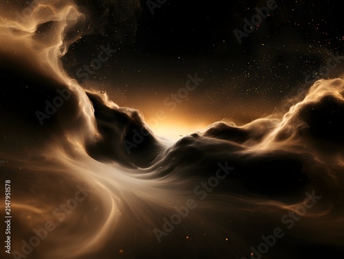 Cosmic Nebula with Golden Hues