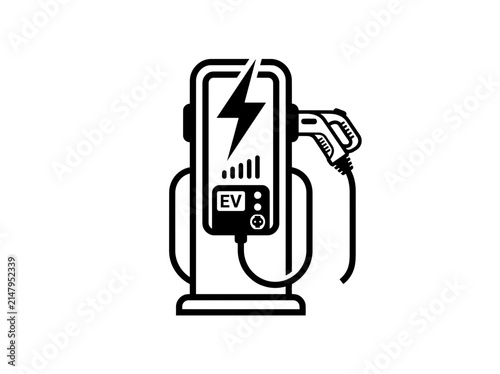 Vector illustration of electric vehicle charging station icon
