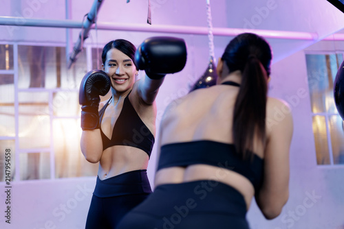 Fotografie Sport fitness sparring session with coach