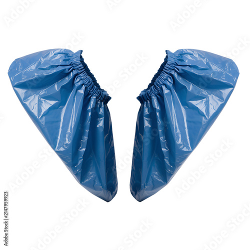 Blue Disposable Plastic Shoe Covers Disposable Waterproof Booties Pair Isolated PNG