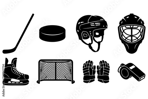 Ice hockey icon and vector design, hockey equipment set