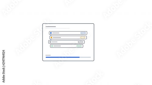 Process Optimization Animated Outline Icon with Workflow Dashboard and Efficiency Improvement