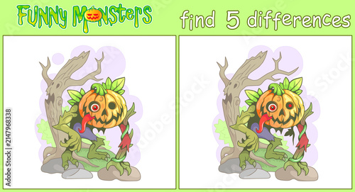 Quadro su tela monster jack o lantern, find five differences