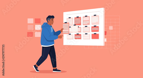 Man Planning Tasks on Board
