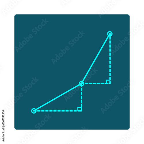 Fotografía Chain Rule Icon – Linked Slope Triangles: two right-triangles chained at a pivot, rise of one becoming the run of the next, showing how derivatives multiply through function composition
