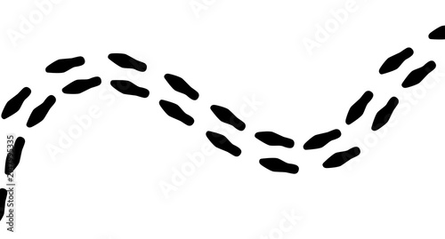 Shoe prints trail isolated on transparent background. Black footprints path top view. Footsteps walking track background pattern