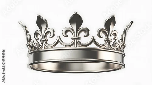 Fototapeta na wymiar Shiny silver royal crown with fleur de lis