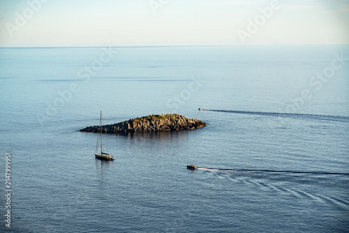 Scenic panoramic coastal view near Maratea, in the Basilicata region, Italy.