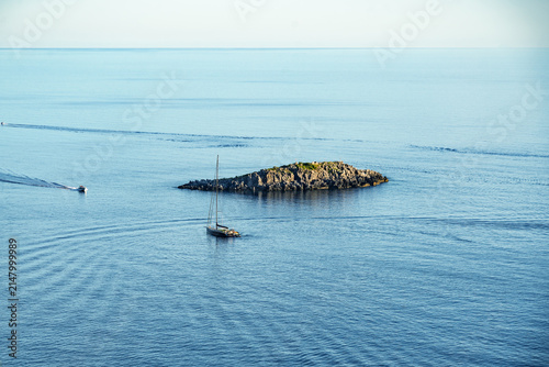 Scenic panoramic coastal view near Maratea, in the Basilicata region, Italy.