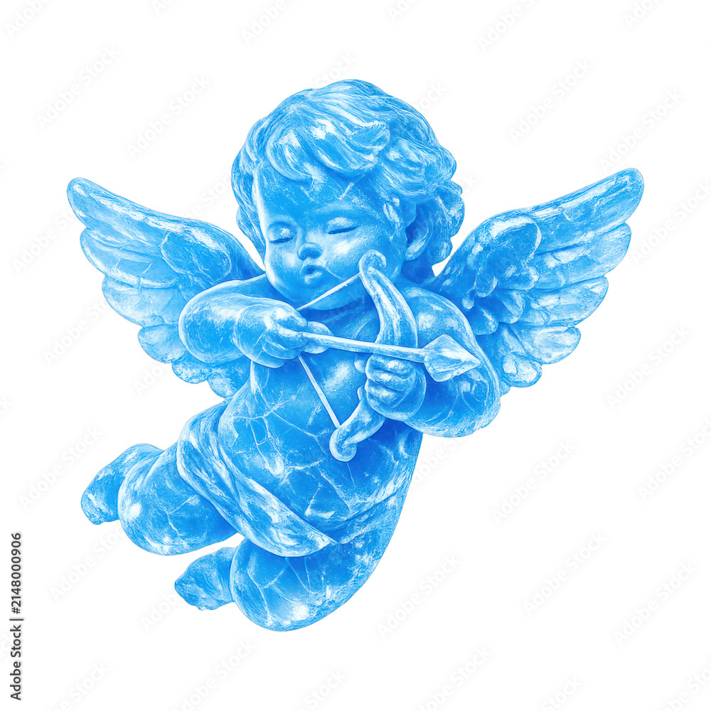 Obraz premium PNG Blue cherub with bow.