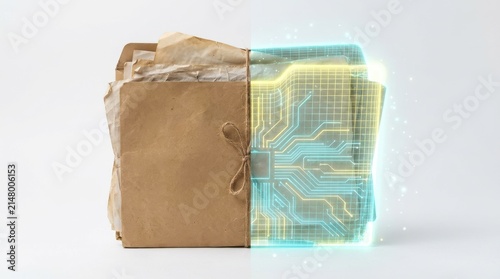 Legacy Paper Folder Tied Transforming into Digital Data Storage