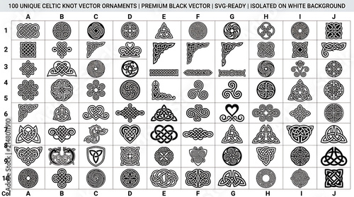Celtic knot vector ornaments grid pattern