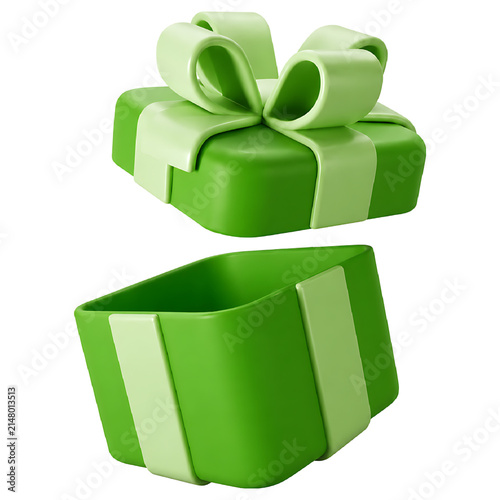 Konstfotografi 3d icon green gift box opened