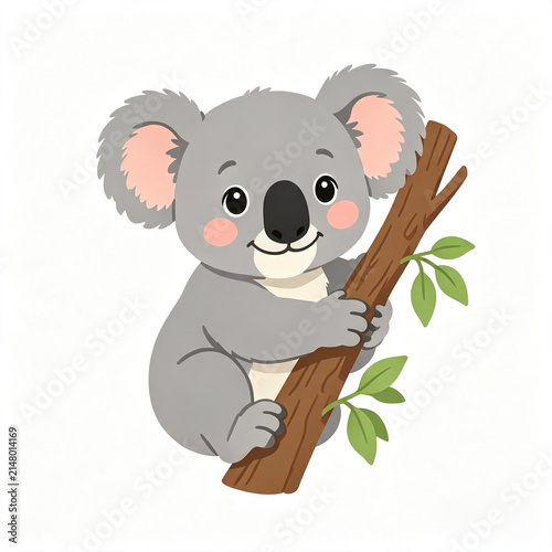 Bild auf Leinwand Cute koala clinging to a tree branch vector