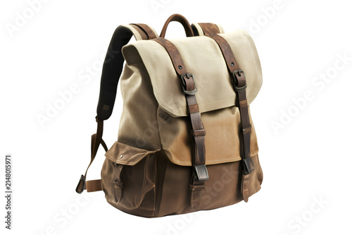 Trendy canvas backpack featuring leather details perfect for outdoor excursions and daily activities