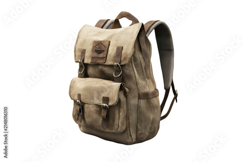 Trendy retro canvas backpack featuring leather details perfect for outdoor excursions and daily use