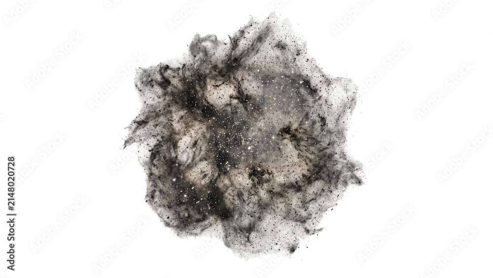 Obraz premium A swirling dark and light nebula with numerous scattered stars and cosmic dust against a transparent background