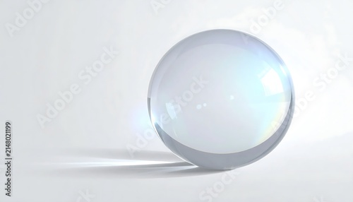 Single white sphere reflecting light on plain background.