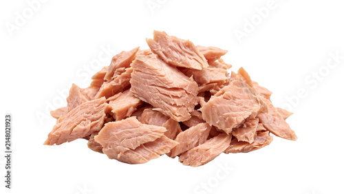Bild auf Leinwand Heap of canned tuna chunks isolated on transparent background showcasing shredde