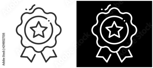 Obraz na plátne Outline icon of award ribbon with star emblem
