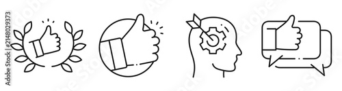 Obraz na płótnie Feedback and approval icons showing endorsement and idea concept