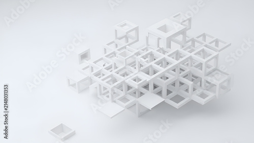 Foto White geometric cubic structure composed of interconnected hollow frames with sh