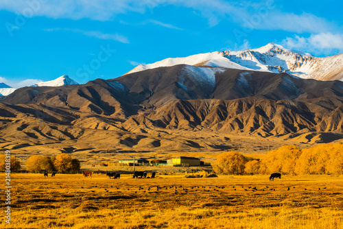Canvas Print A collection of landscapes from the Pamir Plateau in Xinjiang, China, featuring