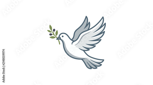 Dove with Olive Branch Isolated Vector Illustration