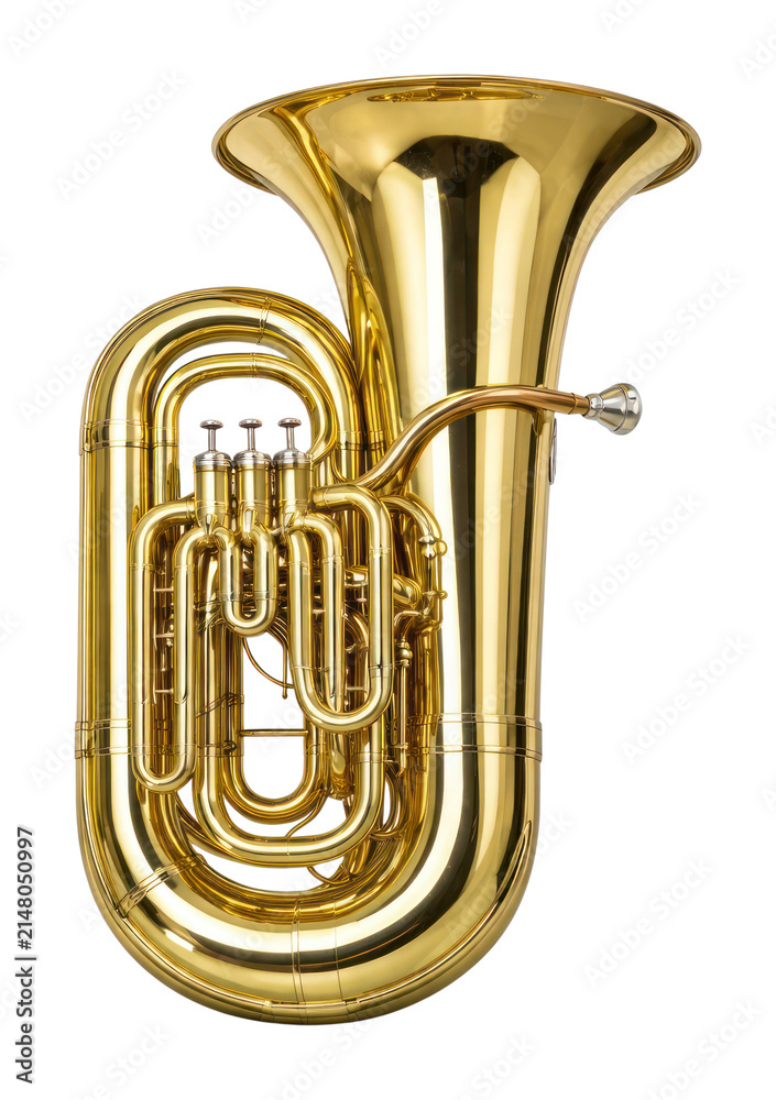 Fototapeta premium PNG Shiny brass tuba musical instrument.