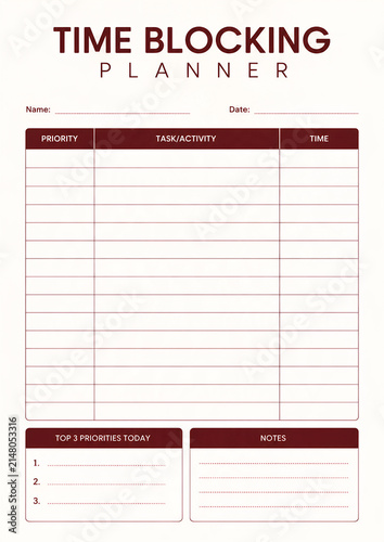 Minimal Time Blocking Planner Printable Template