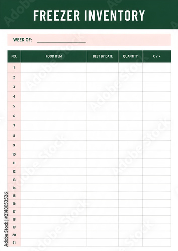 Freezer Inventory Printable Food Storage Tracker
