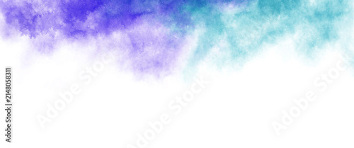 Watercolor stain effect, purple blue teal brush stroke background, Transparent background